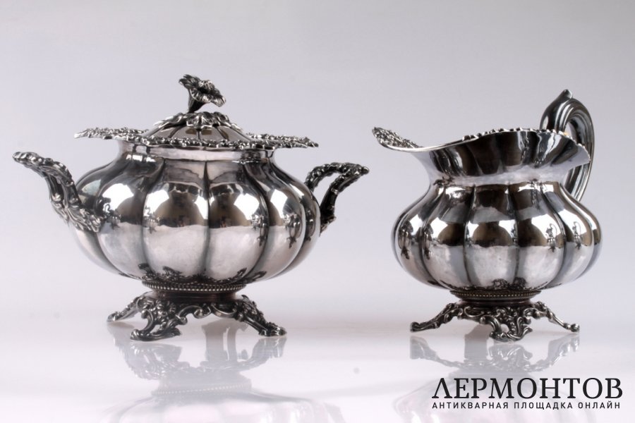 Чайно-кофейный сервиз Veyrat. Серебро 950. Франция