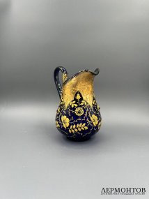 Сливочник с кабошонами. Кобальтовое стекло, эмали, Западная Европа, 1-я половина 20 века