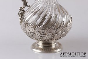 Графин для вина. Серебро 950 пробы, хрусталь. Конец XIX века. Франция