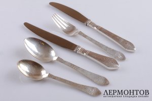 Столовый сервиз на 14 персон. Georg Jensen. Серебро 925 пробы. Дания
