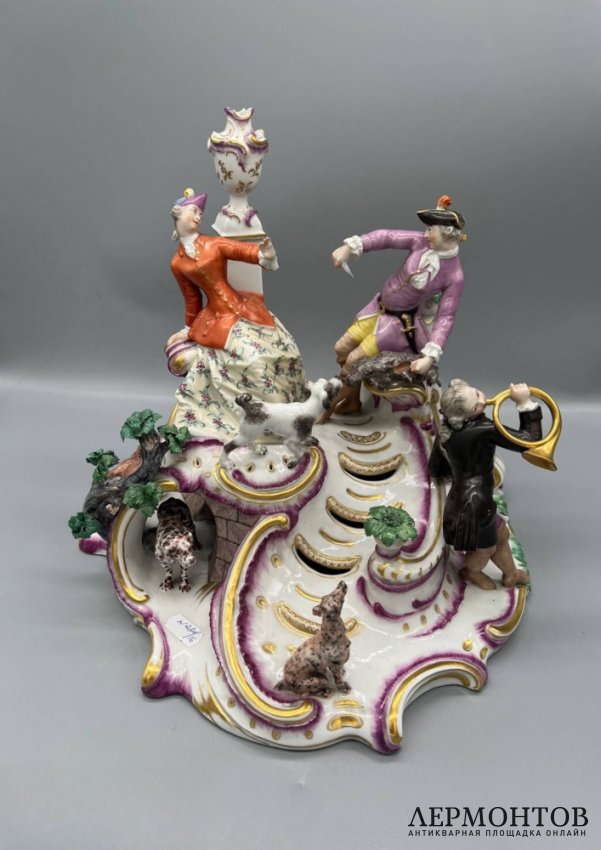 Скульптурная группа «Грот. Охота». Фарфор, роспись, Nymphenburg, скульптор Ф. А. Бустелли, Германия, 19 век