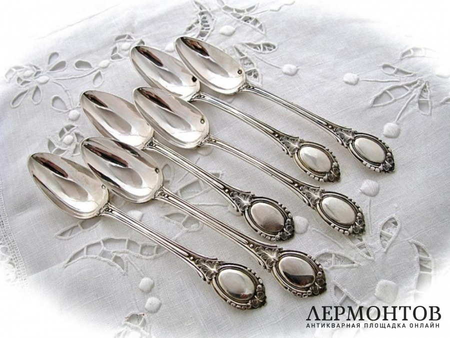 Чайный набор с щипцами. Серебро 950. Франция