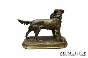 Скульптура Охотничья собака с добычей фазан.Франция, Париж,Jules Moigniez конец 19 века. Бронза.