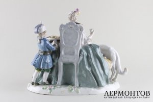 Статуэтка. Дама со слугой и русской борзой. Karl Ens. Германия. XX в.