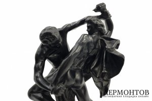 Скульптура Скандинавская борьба. СССР, Каслинский завод, Й.П. Молин, 1964 г. Чугун.