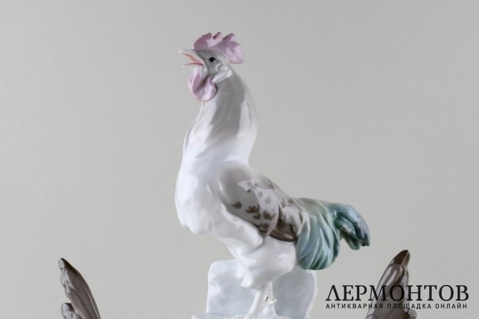 Статуэтка Петух и две курицы. Фарфор.  Фабрика Karl Ens, Германия, 1900-1918 гг.