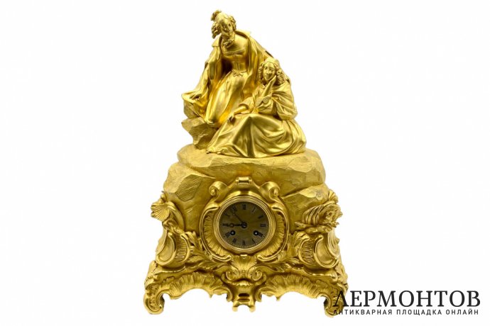 Каминные часы Дамы. Франция, Париж, 1840-е гг. Бронза, золочение. 
