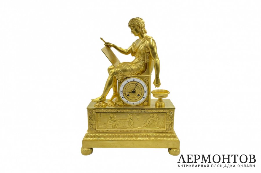 Каминные часы Ампир А. Македонский. Франция, Париж, 1800-1820-е гг. Бронза, литье.