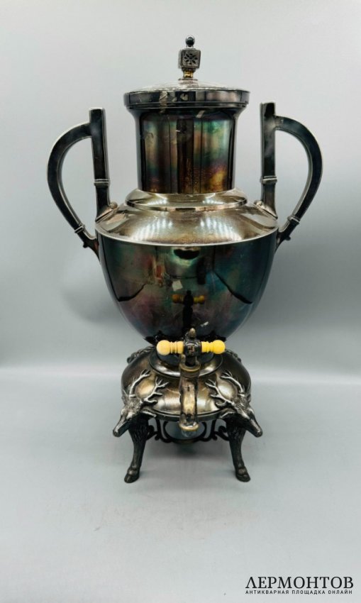 Бульотка с оленями. Металл, серебрение, Meriden Silver Plate Co., США, конец 19 века