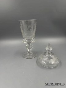 Кубок с крышкой «Пастораль». Хрусталь, гравировка, Европа, 1870–1890 годы