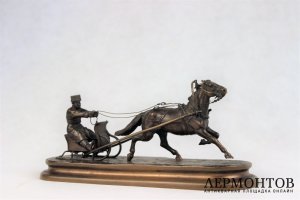Скульптура. Крестьянин на санях. В.Я. Грачев. Бронза. Россия. Начало XX века