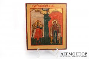 Икона Благовещение. Дерево, левкас, темпера.  Россия, 19 век. 