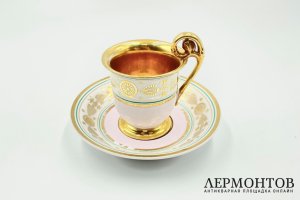 Чайная пара из Михайловского сервиза. Россия, Императорский завод, 1819-1850-е гг.
