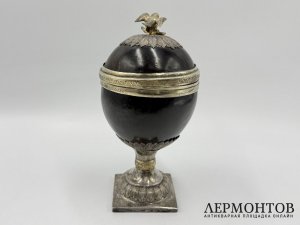 Кубок натуралия из кокоса За здравие Царя. Россия, 18 век. Серебро 84 пробы.