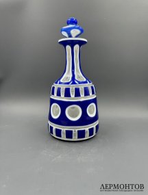 Фигурный штоф. Двухслойное стекло, синий нацвет, Россия, конец 19 — начало 20 века