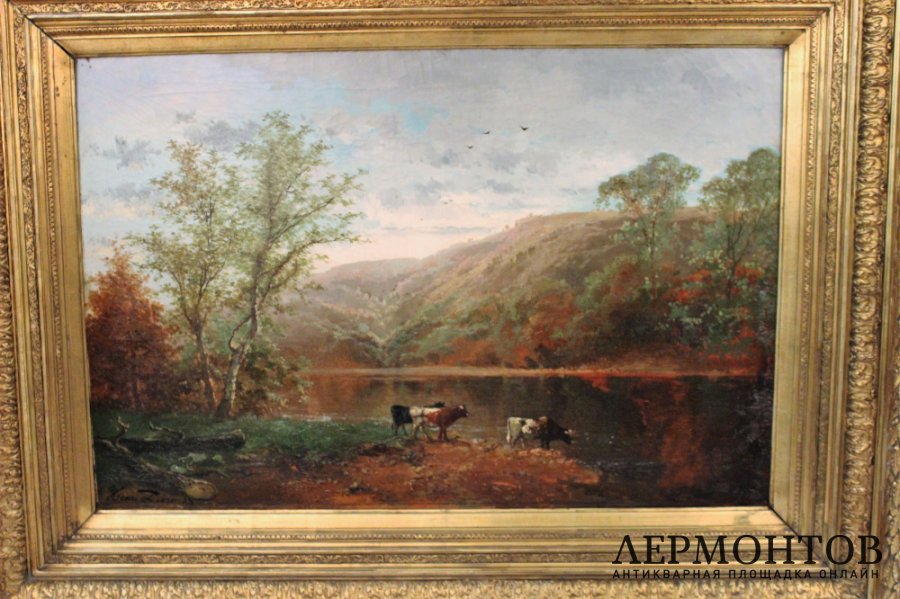 Картина. Пастух. Henri Joseph Pieron. Холст, масло.