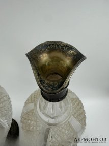 Парные графины. Хрусталь, серебро 84 пробы, фабрика Э. Кортмана, Россия, конец 19 — начало 20 века