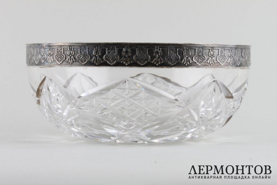Конфетница. Серебро 84 пробы, хрусталь. Российская империя, 1908-1917.