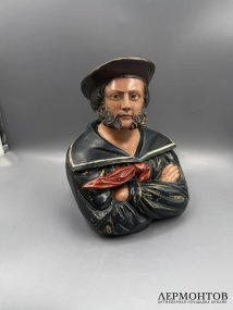 Табачный горшок «Моряк». Майолика, роспись, Wilhelm Schiller & Son, Богемия, рубеж 19–20 веков