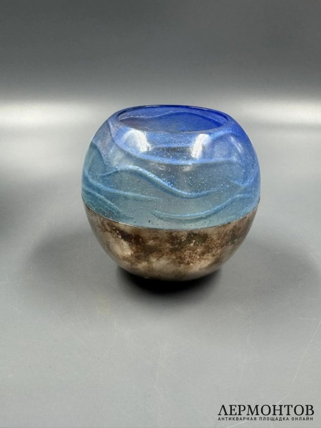 Подсвечник «Photophore Ocean Argent». Хрусталь, металл, Daum, Франция