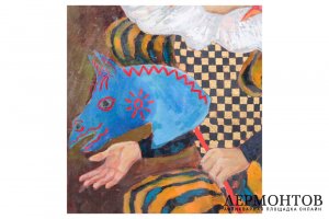 Картина. Грустный шут, 1996 г. Е.В. Каллистова. Холст, масло