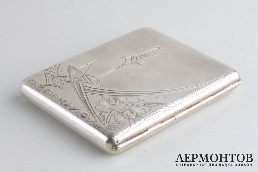 Портсигар. Серебро 84 пробы. Российская империя, 12 артель, 1908-17.