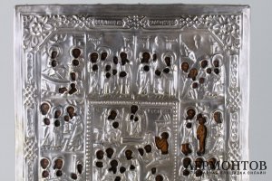 Икона Праздники, в окладе. Российская империя, 1870е.