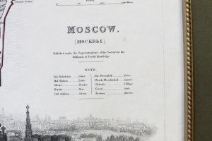 Гравюра Карта Москвы. Англия, Лондон, 1836 г, издательство Baldwin and Cradock. 