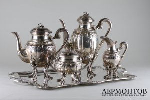Сервиз чайно-кофейный. Серебро 900 пробы. Австрия, конец 19 века.