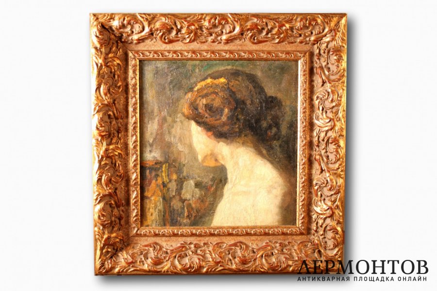 Этюд. Женская головка. Неизвестный русский художник. 1890-1910-е гг. Холст, масло.