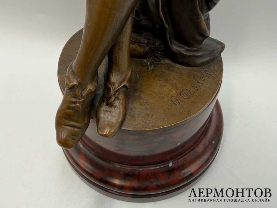 Скульптура Музыкант с мандолиной. Германия, 19 век, Gustav Heinrich Eberlein. Бронза.