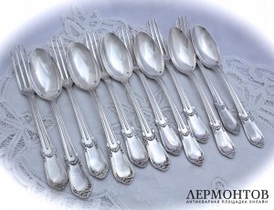 Столовый набор на 6 персон. Серебро 950. Франция