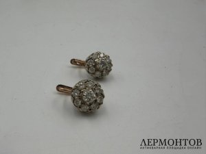 Серьги «Малинки» с бриллиантами. Золото 585 пробы, СССР