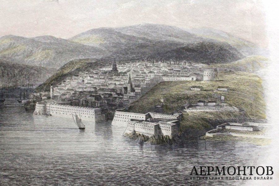 Гравюра. Вид на Севастополь с высоты птичьего полета. Лондон. 1860-е. 