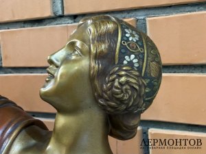 Скульптура Девушка с обручем в ст. Ар Деко. Германия, 1930-е гг. Бронза, цветн. лаки.