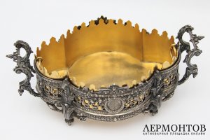 Подача, жардиньерка в стиле историзм. Серебро 800 пробы. Германия, Posen, 1897 г.