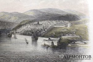 Гравюра. Вид на Севастополь с высоты птичьего полета. Лондон. 1860-е. 