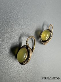 Серьги с кабошонами. Золото 56 пробы, Россия, 1908–1917 годы