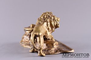 Чернильница Лев. Бронза, золочение. Европа, 19 век