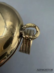 Кулон-локет с бриллиантом и сапфиром. Золото 56 пробы, скань, Россия, 1879 год