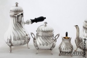 Чайно-кофейный сервиз Lapar. Серебро 950. Франция
