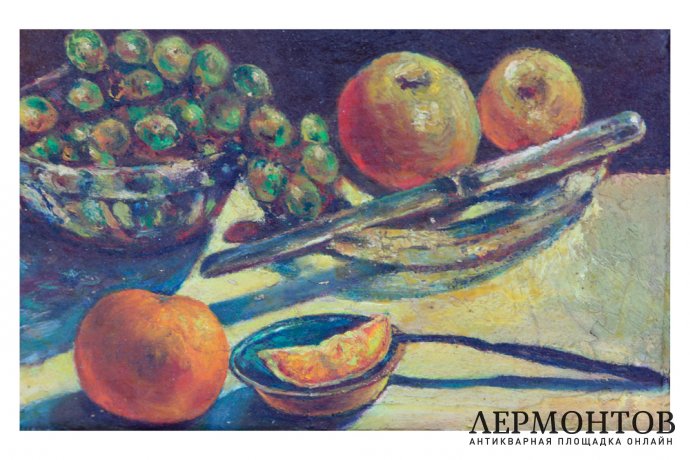Картина. Натюрморт с фруктами и ножом. Конец XIX - начало XX вв. Неизвестный художник