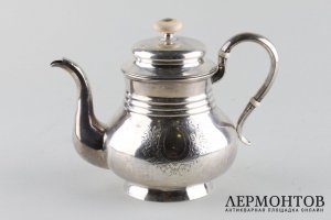 Чайник. Серебро 84 пробы, кость. Российская империя, Мухин А., 1876.