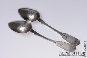 Две столовые ложки. Серебро 84. Российская империя