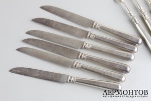 Десертный набор на шесть персон. Серебро 84 пробы. Российская империя