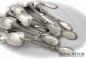 Столовый набор на 12 персон. Серебро 950. Франция