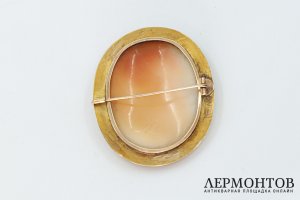 Камея Художники. Российская Империя, 1908-1917 гг. Золото 56 пробы, раковина, кость.