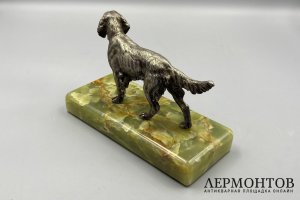 Скульптура Охотничья собака. Предположительно Россия, 19 век. Бронза, оникс.