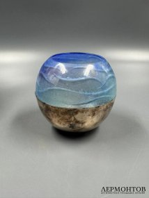 Подсвечник «Photophore Ocean Argent». Хрусталь, металл, Daum, Франция