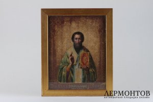 Икона Св. Тихон. Дерево, сусальное золото, масло. Российская империя, конец XIX века